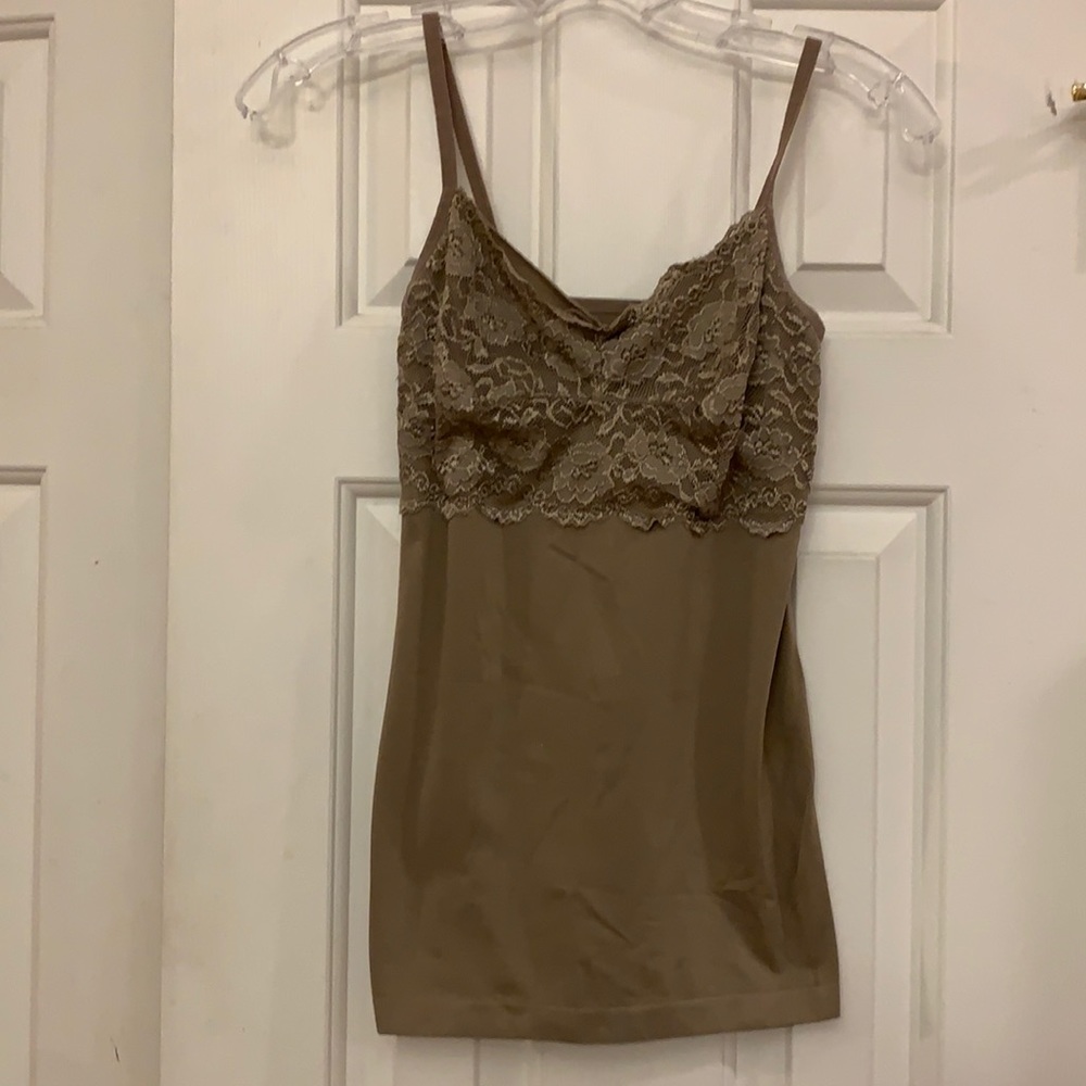 😍 2/$29 Dots taupish greenish adjustable straps cami S ** see last pic
